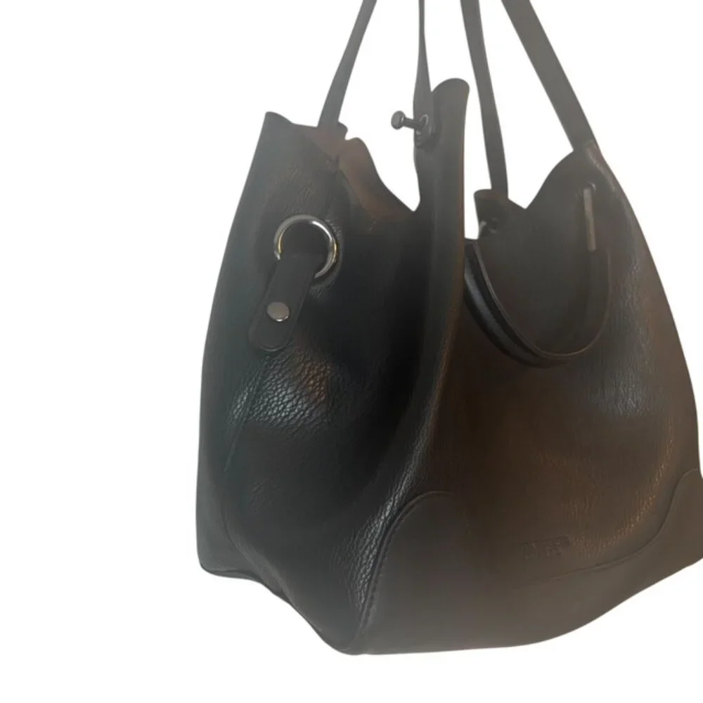 Sondra Roberts Squared Black Vegan pebbled Leather handbag satchel - Picture 3 of 12